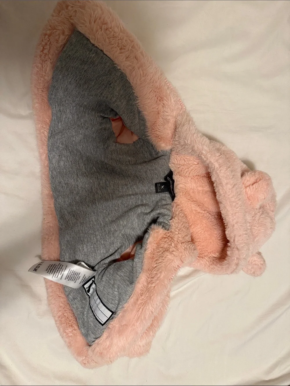Eddie Bauer Pink Fuzzy Hooded Baby Jacket with Bear Ears